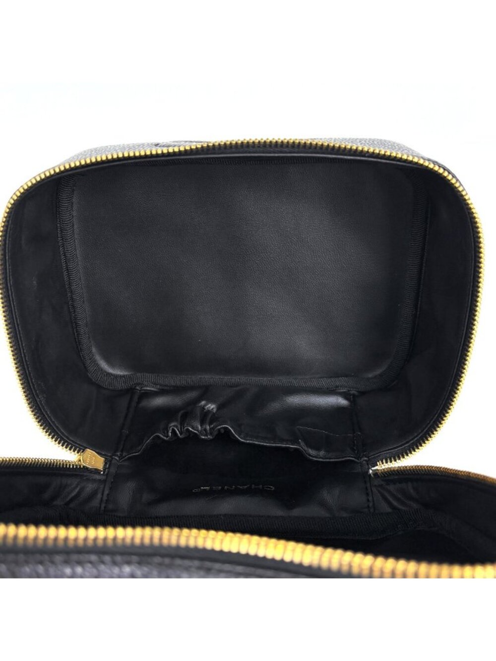 Chanel CC Logo Vanity Makeup Case Pouch Caviar Leather Black - Picture 7 of 8